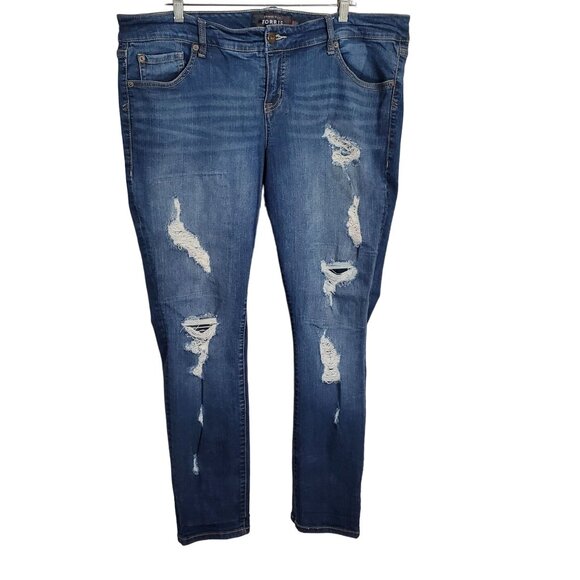 Torrid Premium Size 18R Jeans Boyfriend Distressed Denim Stretch Straight Mid Ri - Picture 1 of 7